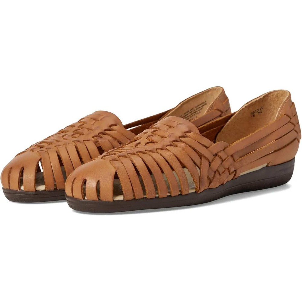 Softspots Comfortiva Trinidad Brown Leather Huarache Woven Sandals Size 10